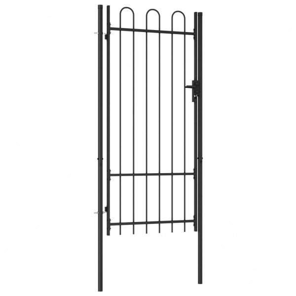 Portão de vedação individual com topo arqueado aço 1x2m preto M 2