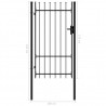 Cancela de valla con una puerta y puntas acero negro 1x1.75 m 5