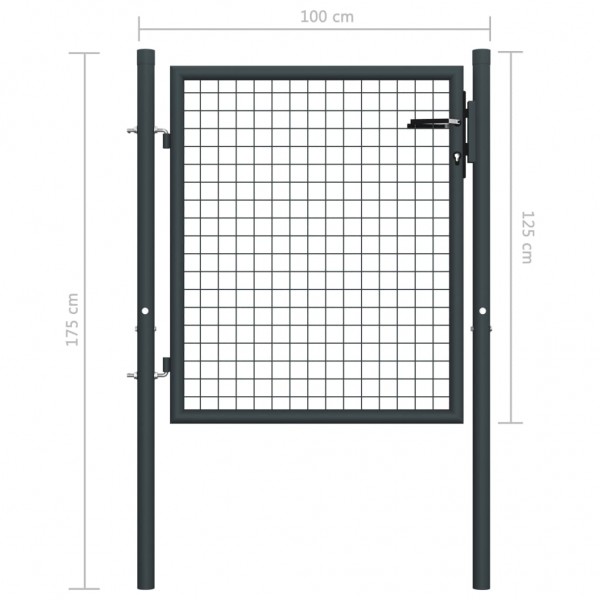 Puerta de malla de jardín acero galvanizado gris 100x175 cm M 5