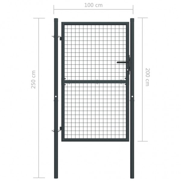 Puerta de malla de jardín de acero galvanizado gris 100x250 cm M 5