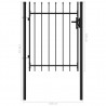 Cancela de valla con una puerta y puntas acero negro 1x1.2 m 5
