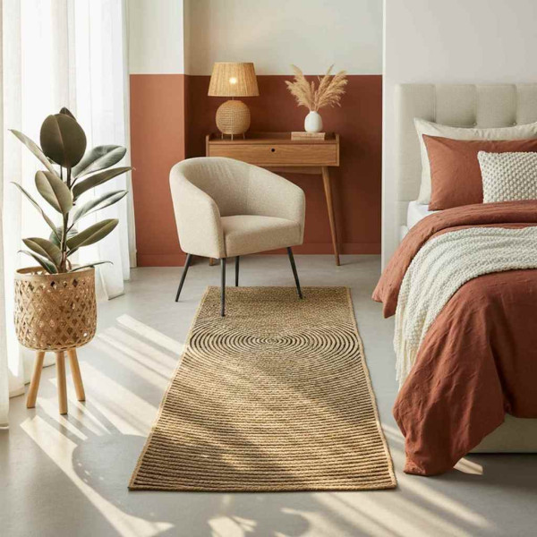 Alfombra Natural y negro 80 x 150 cm yute M 2