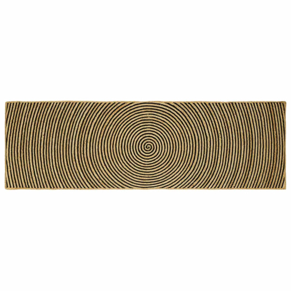 Alfombra Natural y negro 80 x 250 cm yute D