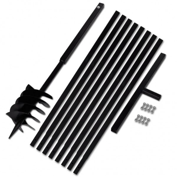 Taladro De Tierra Con Mango 180 mm Con Tubo De Extensión 9 M Acero D