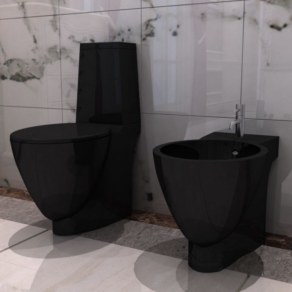 Inodoro y bidet negros de cerámica D