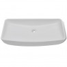 Lavabo de baño rectangular con grifo mezclador cerámica blanco 3