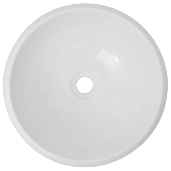 Lavabo de baño redondo con grifo mezclador cerámica blanco M 2