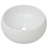 Lavabo de baño redondo con grifo mezclador cerámica blanco 5