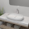 Lavabo de baño ovalado con grifo mezclador cerámica blanco 1