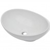 Lavabo de baño con grifo mezclador cerámica ovalado blanco 5