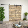 Kit de ferragens para porta deslizante 2x183 cm aço preto 3