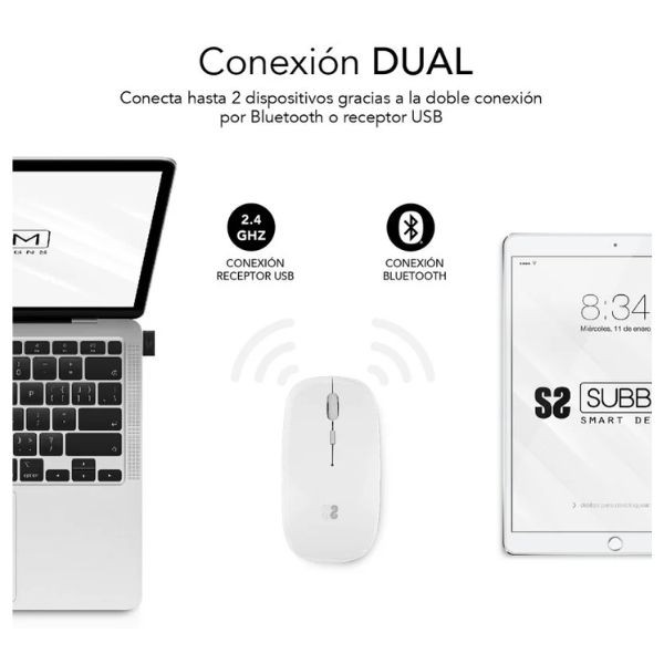 Ratón inalámbrico Subblim Dual Flat blanco M 4