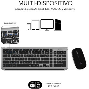 Conjunto de teclado e rato sem fios Subblim SUBKBC-DCEP20 cinza H