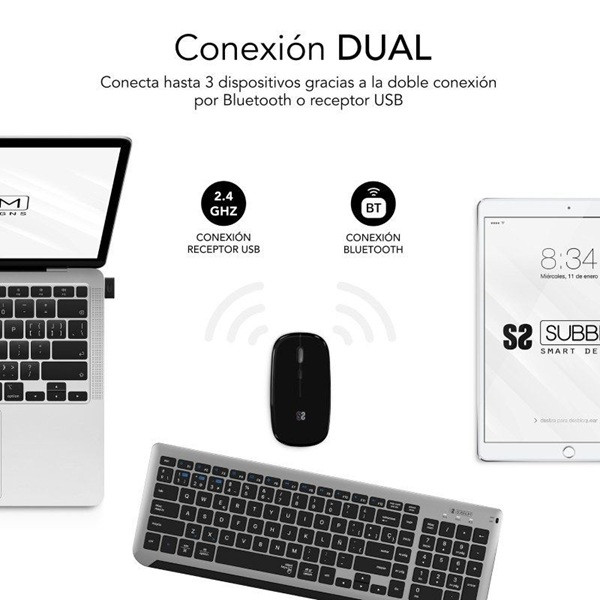 Pack teclado y ratón inalámbrico Subblim SUBKBC-DCEP20 gris M 3