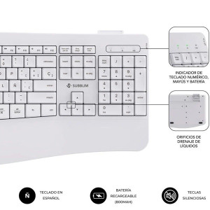 Conjunto de teclado e rato sem fios Subblim Office Prowave branco H