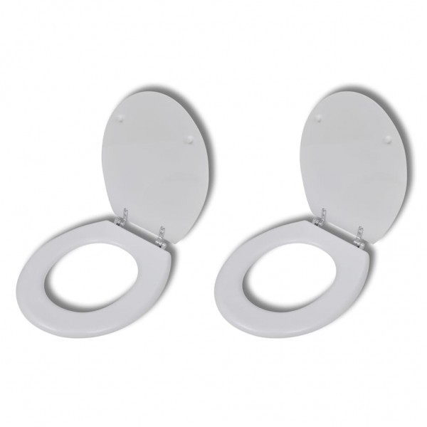 Asiento inodoro con tapas 2 piezas MDF blanco D