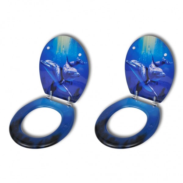 Asientos de inodoro con tapas 2 uds MDF delfín D