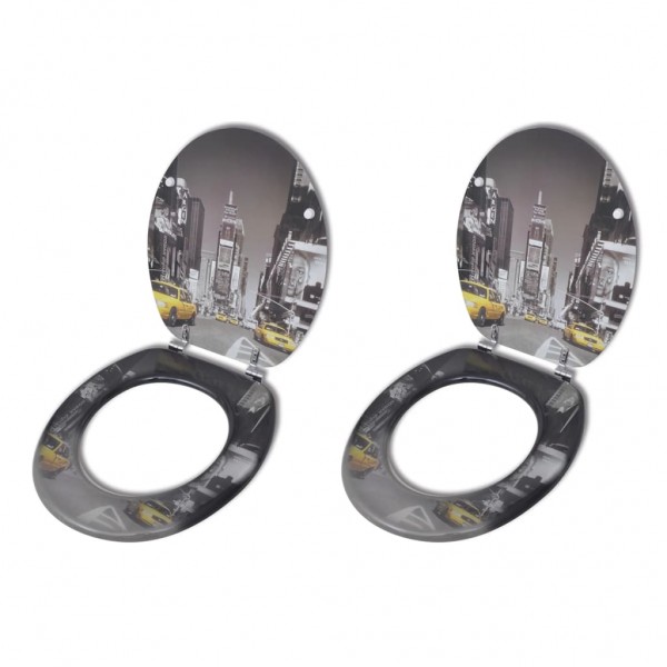 Asiento inodoro tapas 2 uds MDF Nueva York D