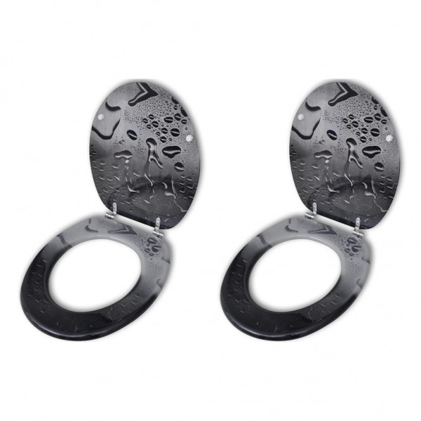 Asientos de inodoro con tapas 2 uds MDF agua D