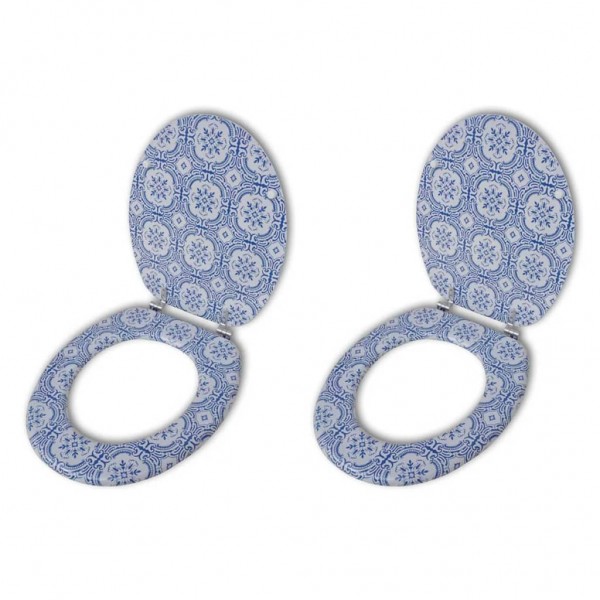 Asiento inodoro con tapa 2 uds MDF porcelana D