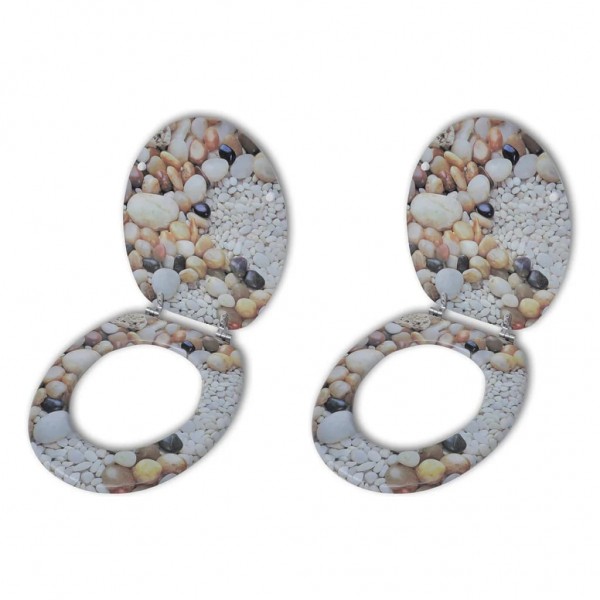 Asientos de inodoro con tapas 2 uds MDF piedras D