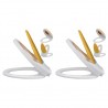 Tampos sanita tampas fecho suave 2pcs plástico branco e amarelo 1
