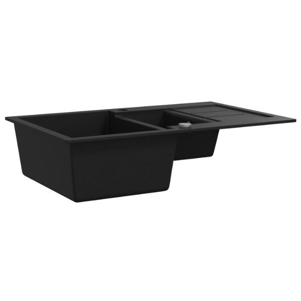 Fregadero de cocina con 2 senos granito negro M 2