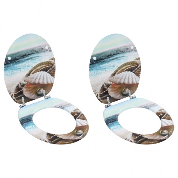 Asiento inodoro WC 2 uds tapa MDF diseño concha D