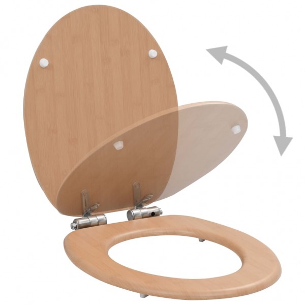 Asiento inodoro WC 2 uds tapa de cierre suave MDF diseño bambú M 3