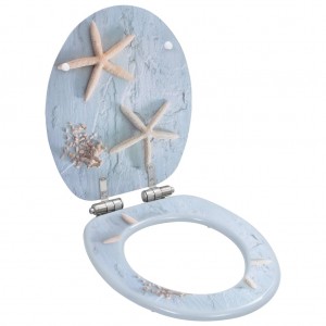 Assentos sanita 2 pcs c/ tampas fecho suave MDF design estrelas H