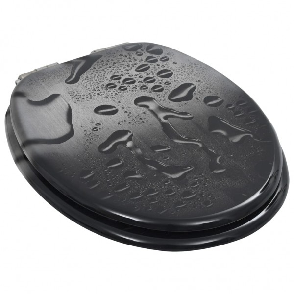 Asiento inodoro WC 2 uds tapa cierre suave MDF diseño gota agua M 4