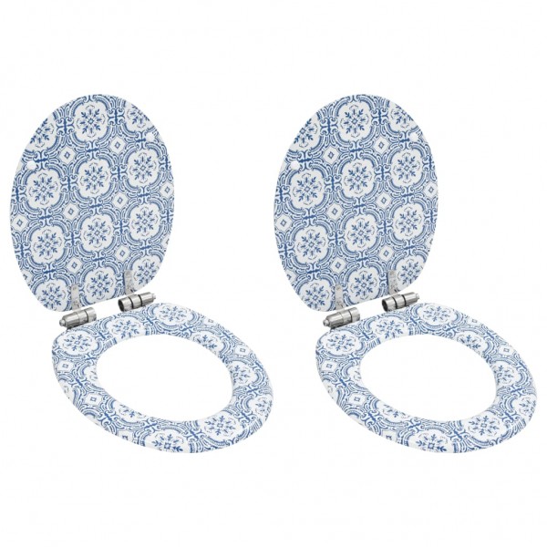 Asiento inodoro WC 2 uds tapa cierre suave MDF diseño porcelana D