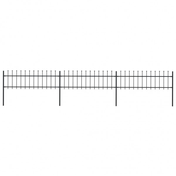 Valla de jardín con puntas de lanza acero negro 5.1x0.6 m D