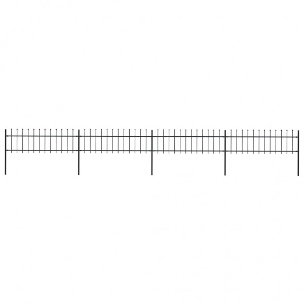 Valla de jardín con puntas de lanza acero negro 6.8x0.6 m D
