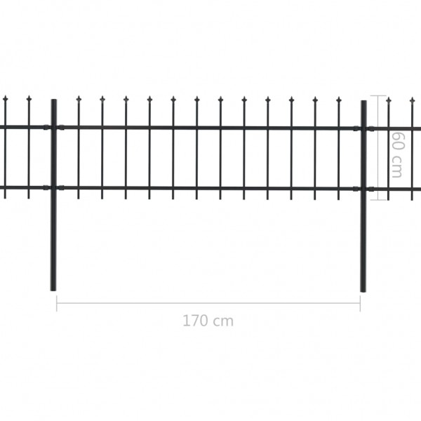 Valla de jardín con puntas de lanza acero negro 10.2x0.6 m M 5