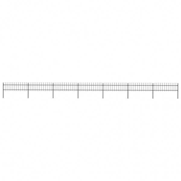 Valla de jardín con puntas de lanza acero negro 11.9x0.6 m D