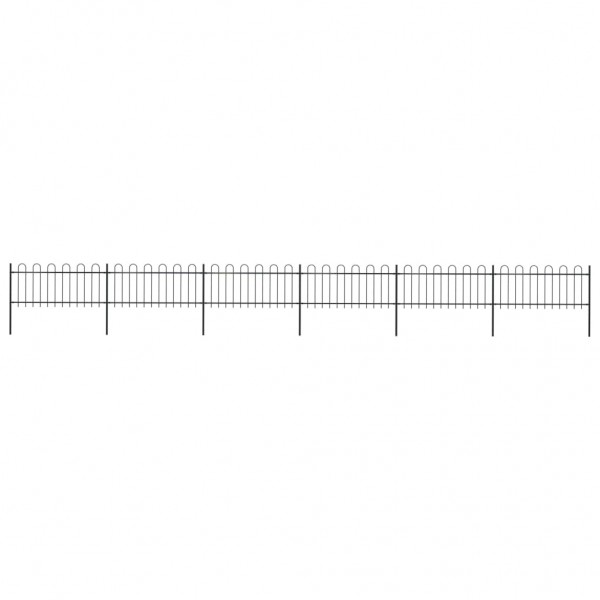 Valla de jardín con puntas de aro acero negro 10.2x0.8 m D