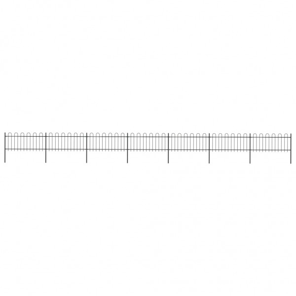 Valla de jardín con puntas de aro acero negro 11.9x0.8 m D