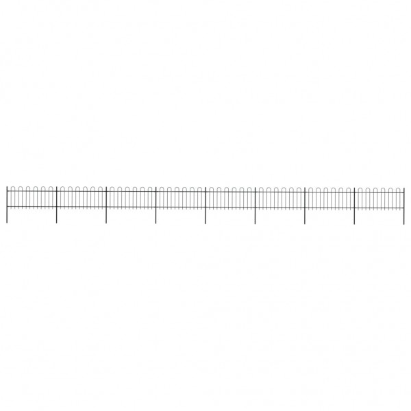 Valla de jardín con puntas de aro acero negro 13.6x0.8 m D