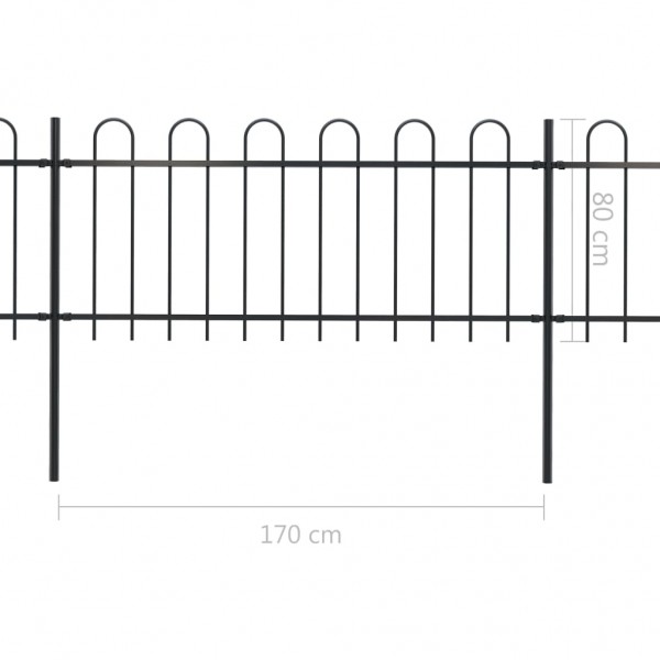 Cerca jardim com topo em aros 13.6x0.8 m aço preto M 5