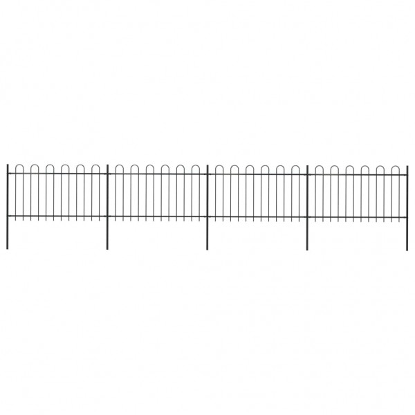 Valla de jardín con puntas de aro acero negro 6.8x1 m D