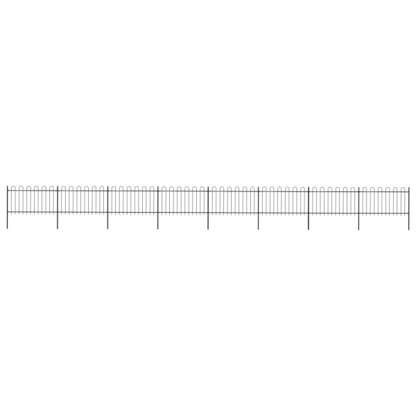 Valla de jardín con puntas de aro acero negro 13.6x1 m D