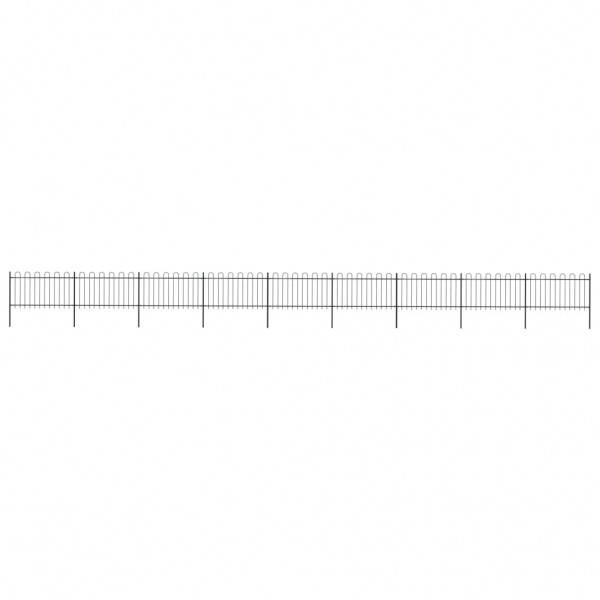 Valla de jardín con puntas de aro acero negro 15.3x1 m D