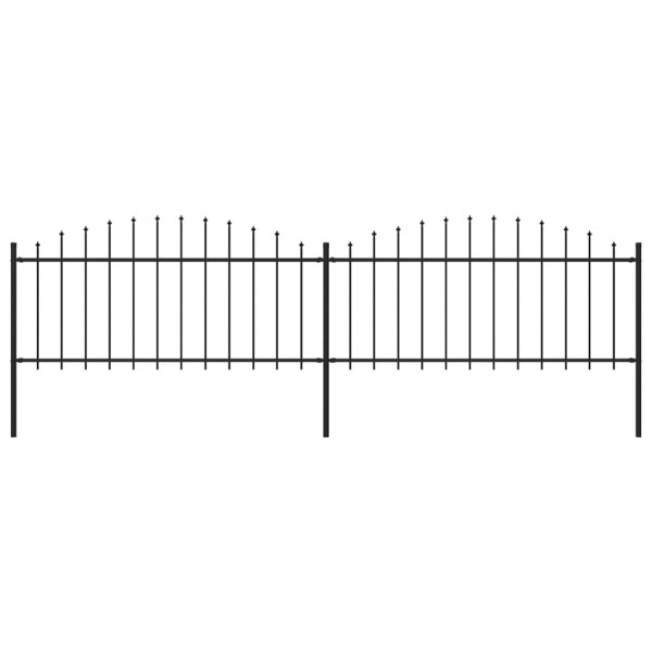 Valla de jardín con puntas de lanza acero negro (0.5-0.75)x3.4m D