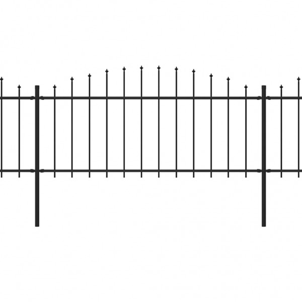 Cerca de jardim com topo em lanças (0.5-0.75)x3.4 m aço preto M 2