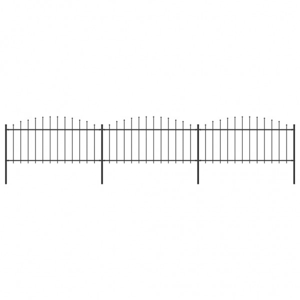 Valla de jardín con puntas de lanza acero negro (0.5-0.75)x5.1m D