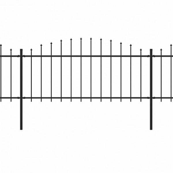 Cerca de jardim com topo em lanças (0.5-0.75)x5.1 m aço preto M 2