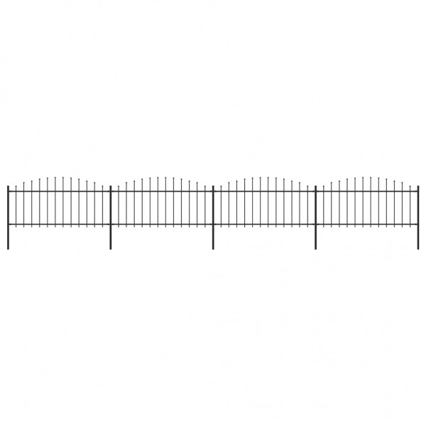 Valla de jardín con puntas de lanza acero negro (0.5-0.75)x6.8m D