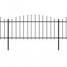 Cerca de jardim com topo em lanças (0.5-0.75)x6.8 m aço preto 2