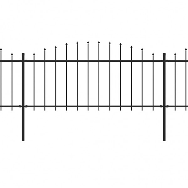 Cerca de jardim com topo em lanças (0.5-0.75)x8.5 m aço preto M 2